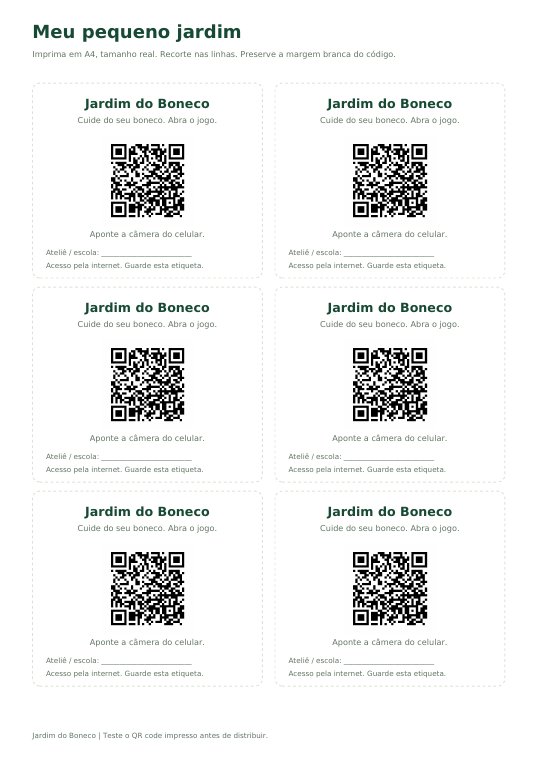 Prévia real da folha de etiquetas com QR Code incluída no kit